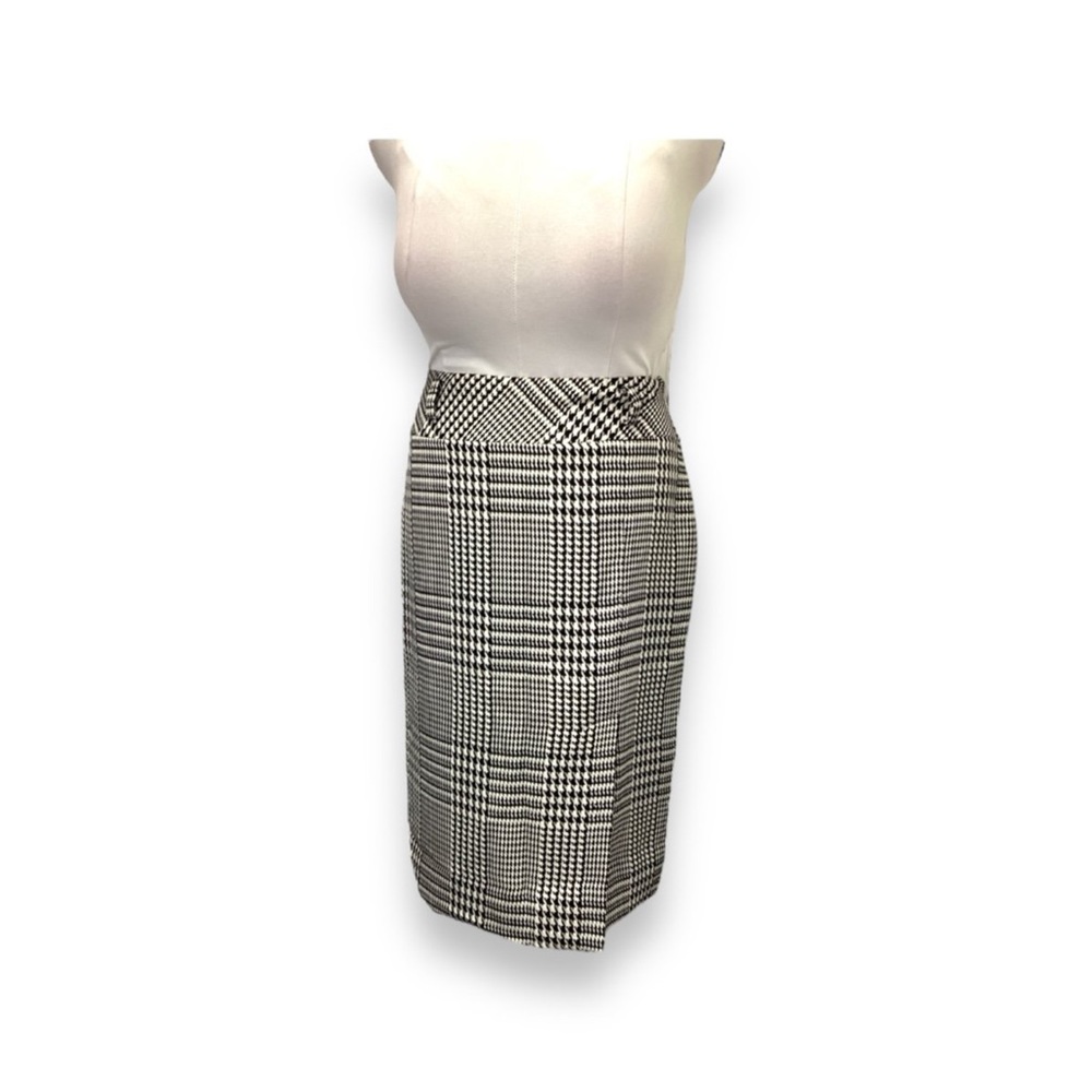 Evan Picone Women’s Knee-Length Houndstooth Pencil Skirt, Black, size 6